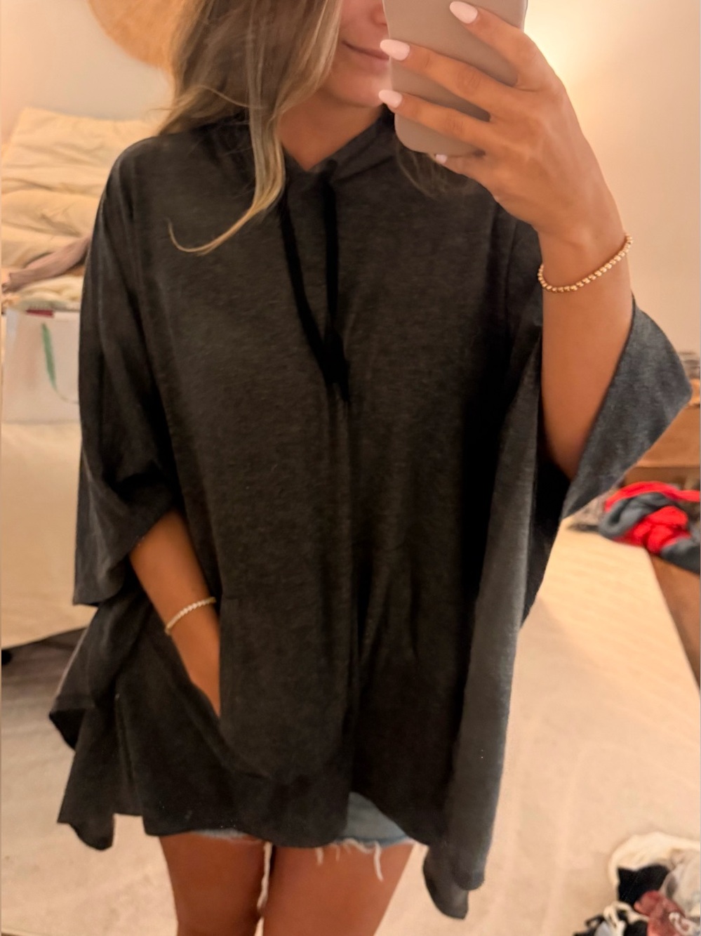Cuddl Duds Charcoal Hooded Poncho